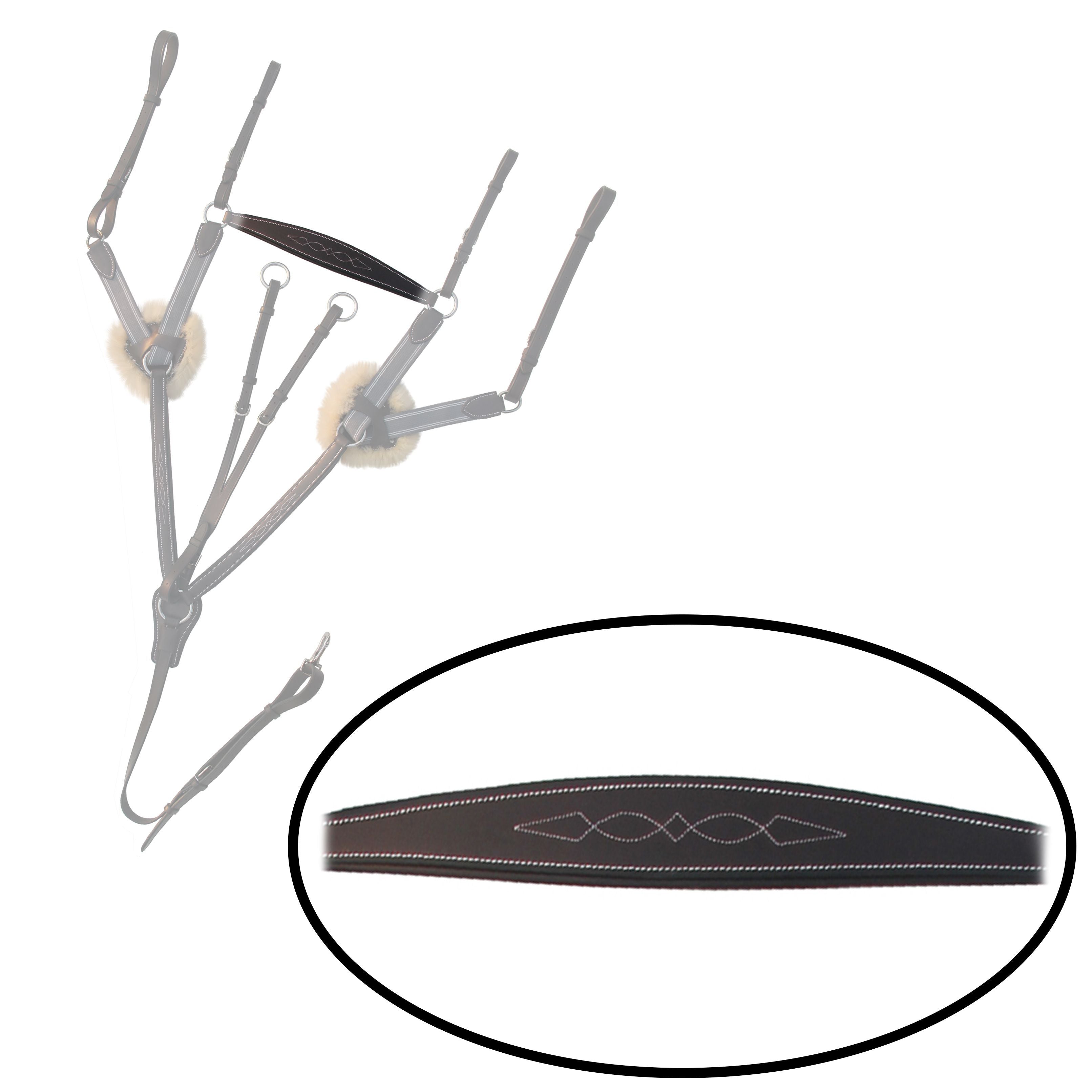 ExionPro 5 Point Breastplate with Sheepskin Padding - Grey Elastic & White Lines