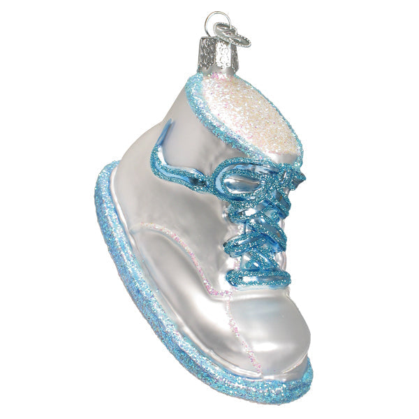 Old World Christmas: Blue Baby Shoe Christmas Ornament