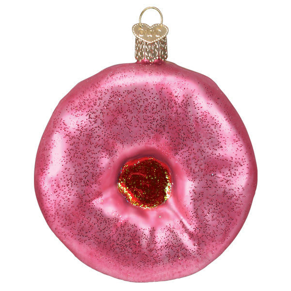 Old World Christmas: Pink Frosted Donut Christmas Ornament