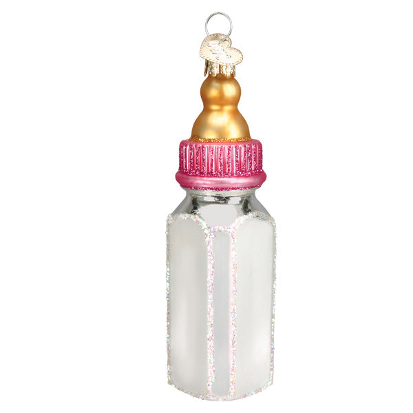 Old World Christmas: Girl Baby Bottle Christmas Ornament