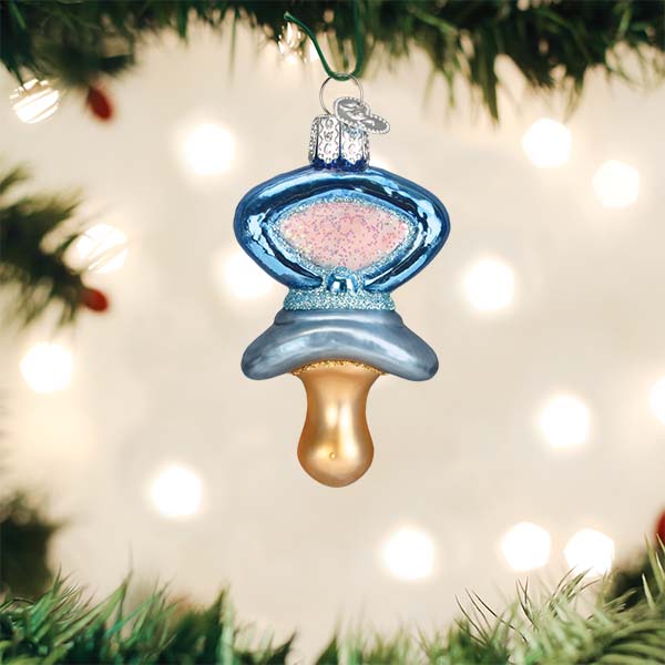 Old World Christmas: Blue Pacifier Christmas Ornament
