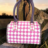 Country Lilac Checkered Speedy Western Genuine Leather Purse