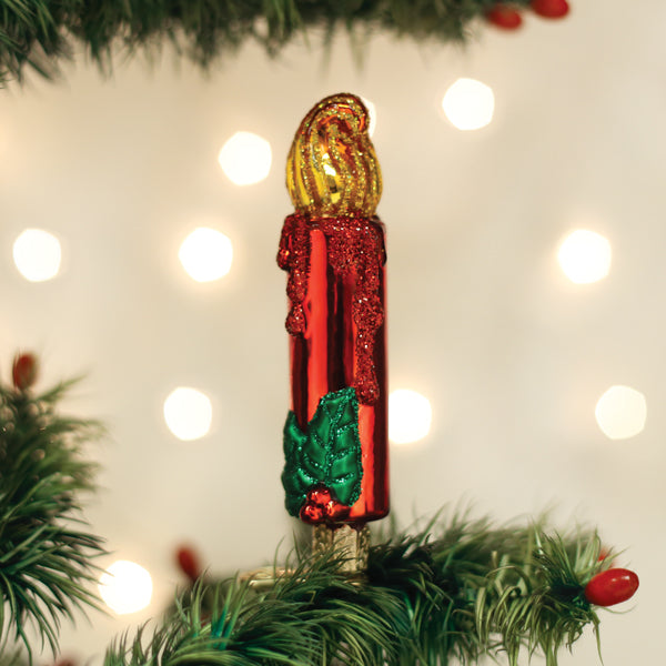 Old World Christmas: Red Clip-on Candle Ornament