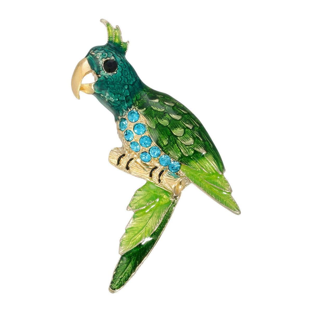 1928 Jewelry Neotropic Enamel and Crystal Perched Parrot Pin
