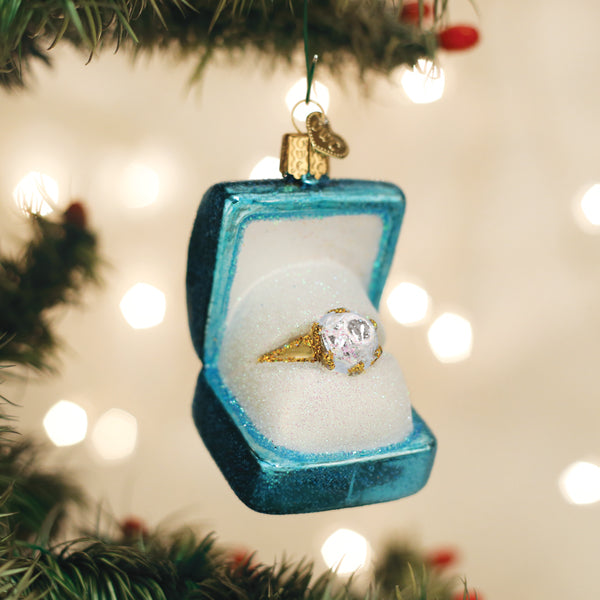 Old World Christmas: Something Blue Ring Box Christmas Ornament