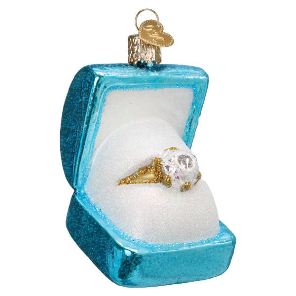 Old World Christmas: Something Blue Ring Box Christmas Ornament