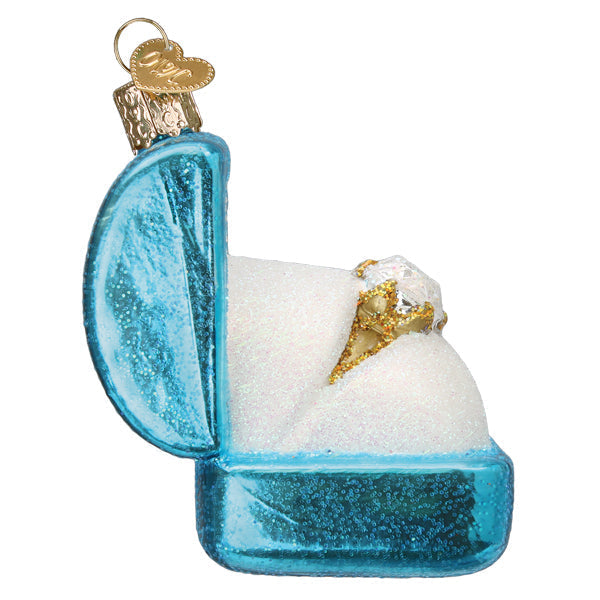 Old World Christmas: Something Blue Ring Box Christmas Ornament
