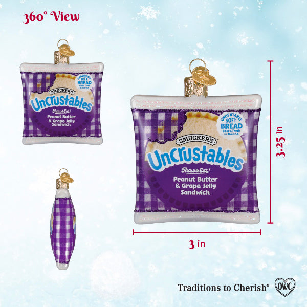 Old World Christmas: PB & Grape Uncrustables Sandwich Christmas Ornament
