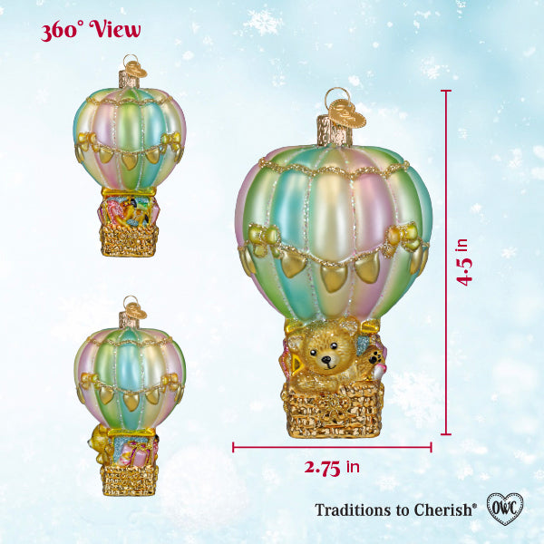 Old World Christmas: Baby Bear Balloon Christmas Ornament