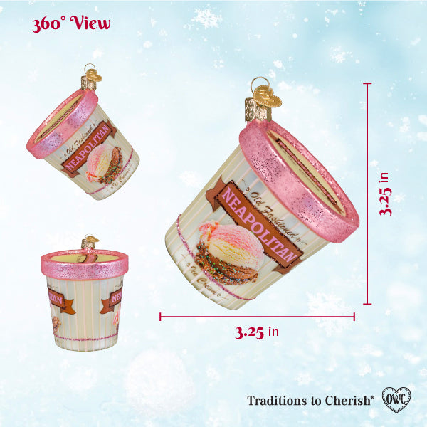 Old World Christmas: Neapolitan Ice Cream Pint Christmas Ornament