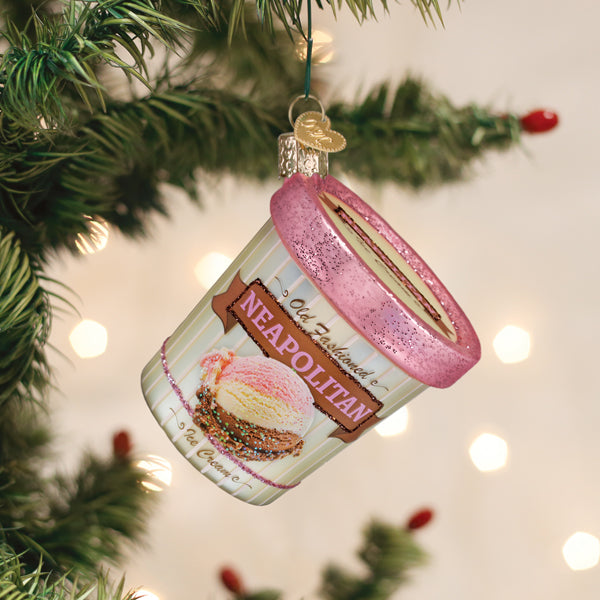Old World Christmas: Neapolitan Ice Cream Pint Christmas Ornament