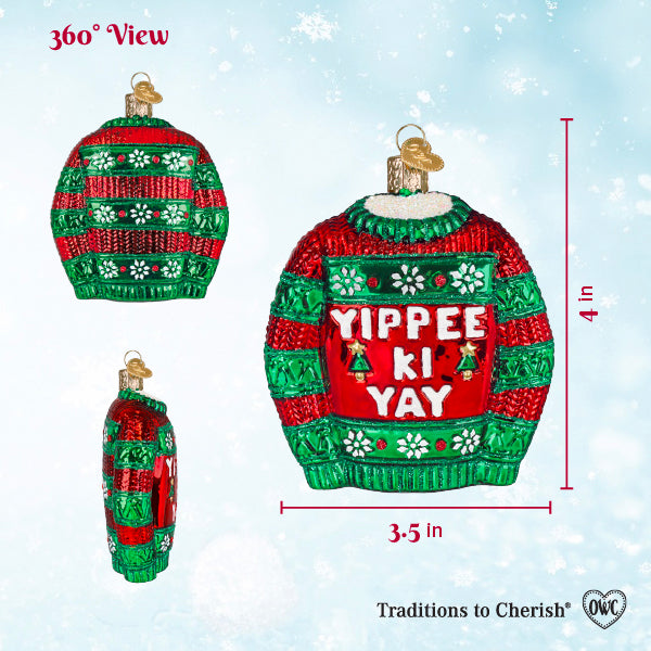 Old World Christmas: Yippee Ki Yay Sweater Christmas Ornament