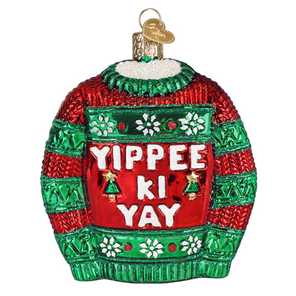 Old World Christmas: Yippee Ki Yay Sweater Christmas Ornament