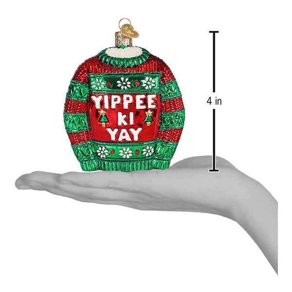 Old World Christmas: Yippee Ki Yay Sweater Christmas Ornament