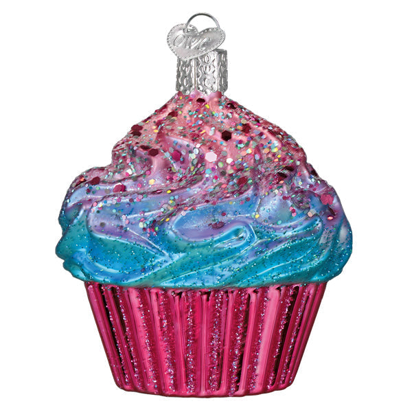 Old World Christmas: Shimmering Pink Cupcake Christmas Ornament