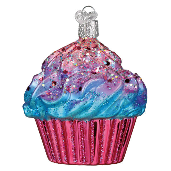 Old World Christmas: Shimmering Pink Cupcake Christmas Ornament