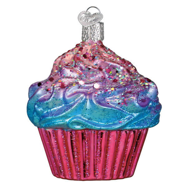 Old World Christmas: Shimmering Pink Cupcake Christmas Ornament