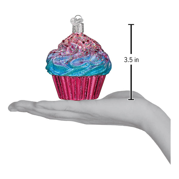 Old World Christmas: Shimmering Pink Cupcake Christmas Ornament