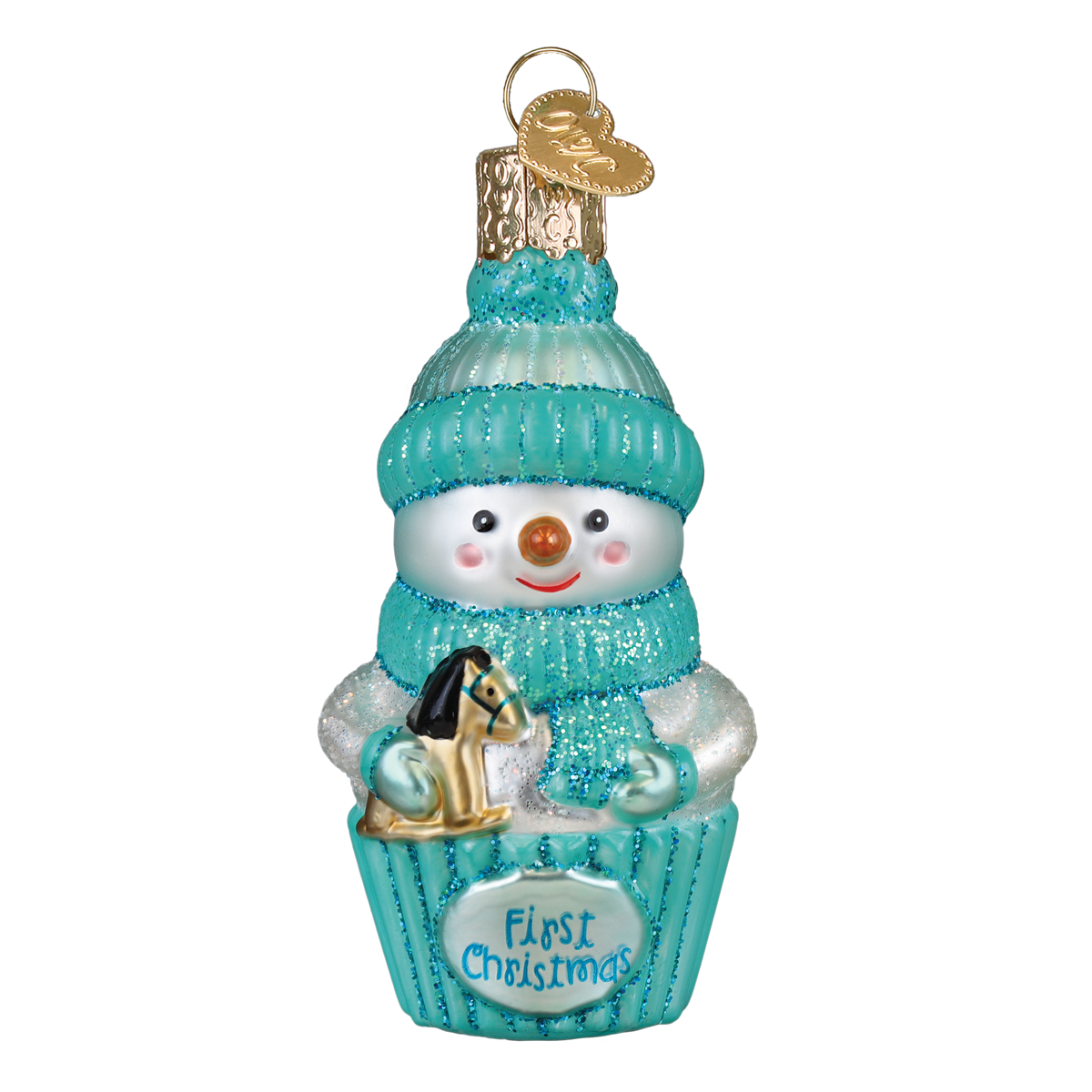 Old World Christmas: Snow Baby Cupcake Boy Christmas Ornament