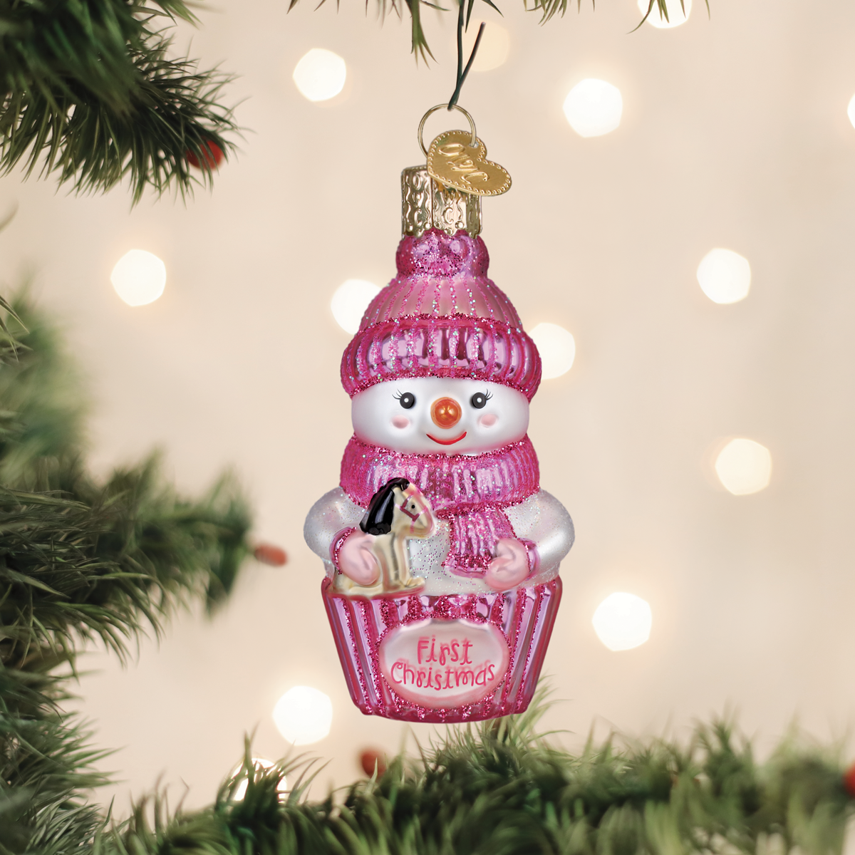 Old World Christmas: Snow Baby Cupcake Girl Christmas Ornament
