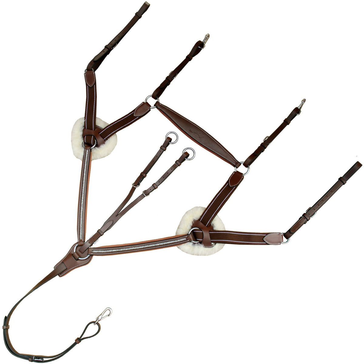 ExionPro 5 Point Bling Breastplate with Elastic & Sheepskin Padding - HT Animal Supply