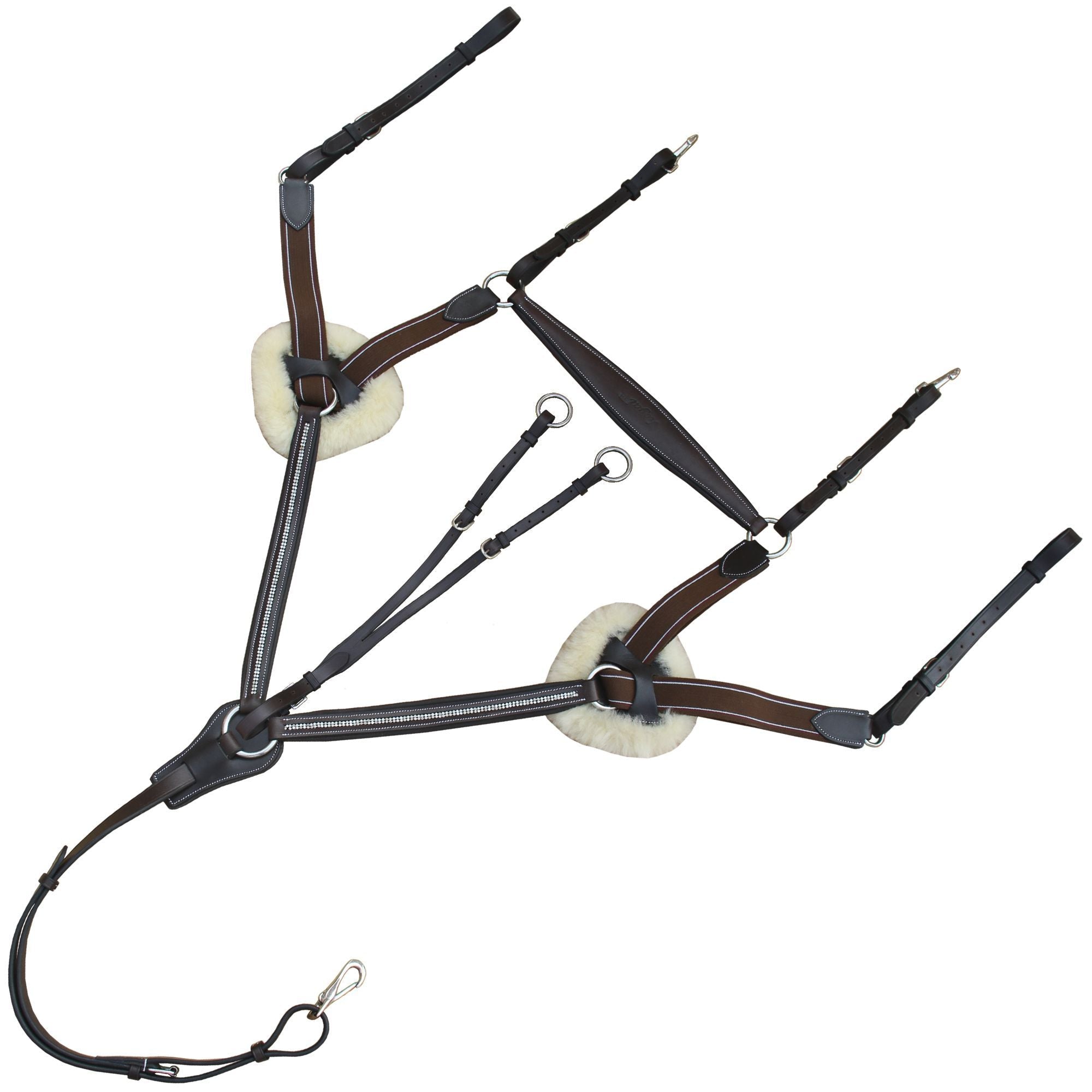 ExionPro 5 Point Bling Breastplate with Elastic & Sheepskin Padding