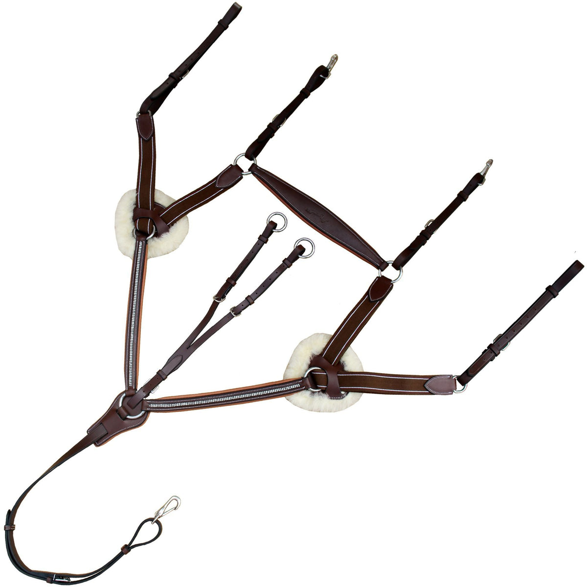 ExionPro 5 Point Bling Breastplate with Elastic & Sheepskin Padding - HT Animal Supply