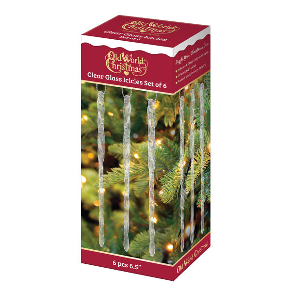 Old World Christmas: Clear Glass Icicles Set Of 6 Christmas Ornament