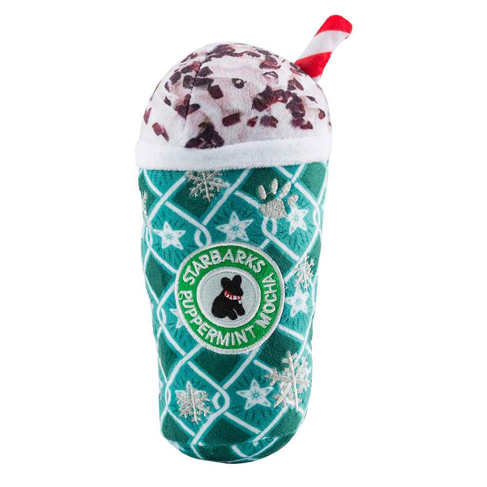 Haute Diggity Dog Starbarks Puppermint Mocha Green Stars Cup & Bone Plush Dog Toy