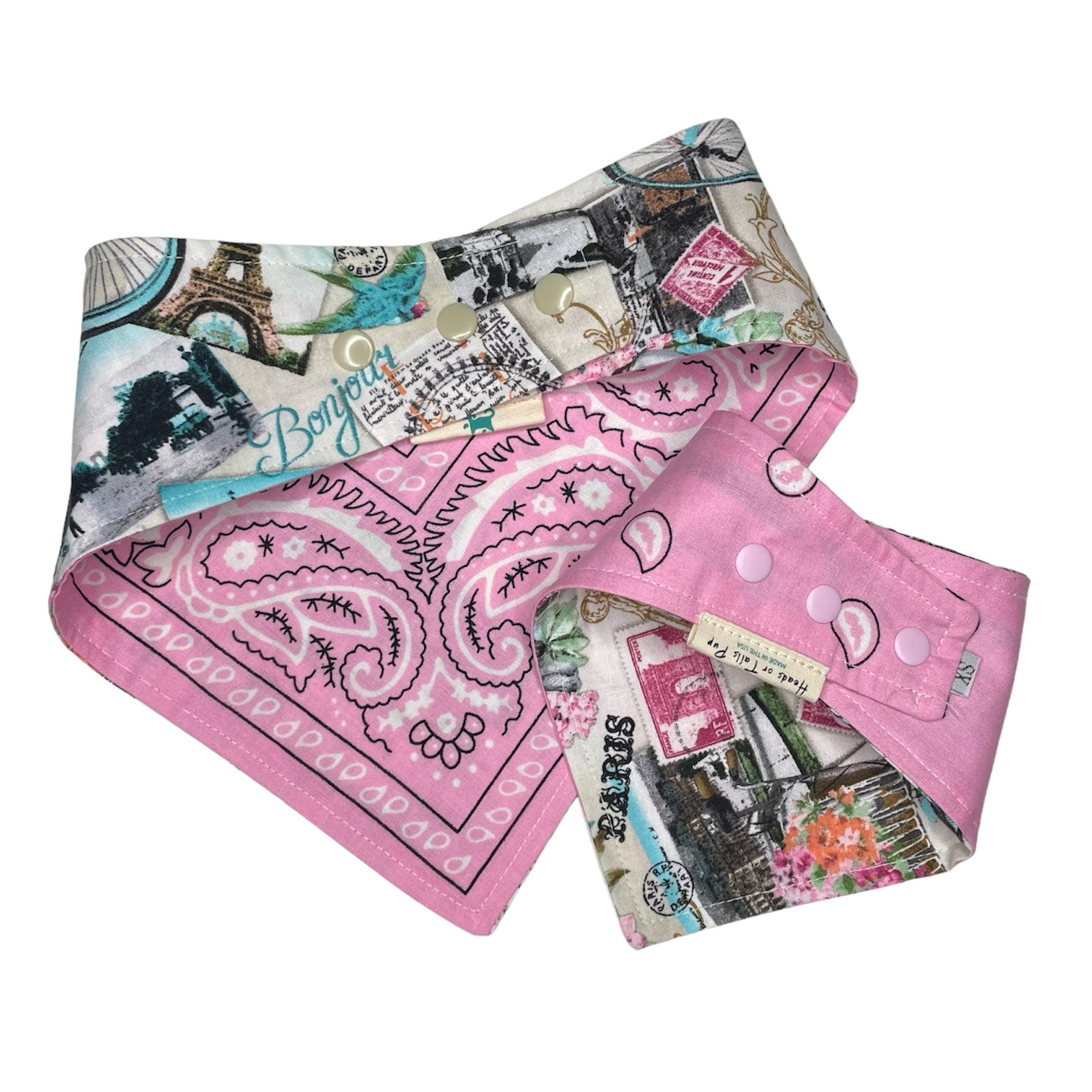 Heads or Tails Pup Reversible Paris Pink Purplele Dog Bandana