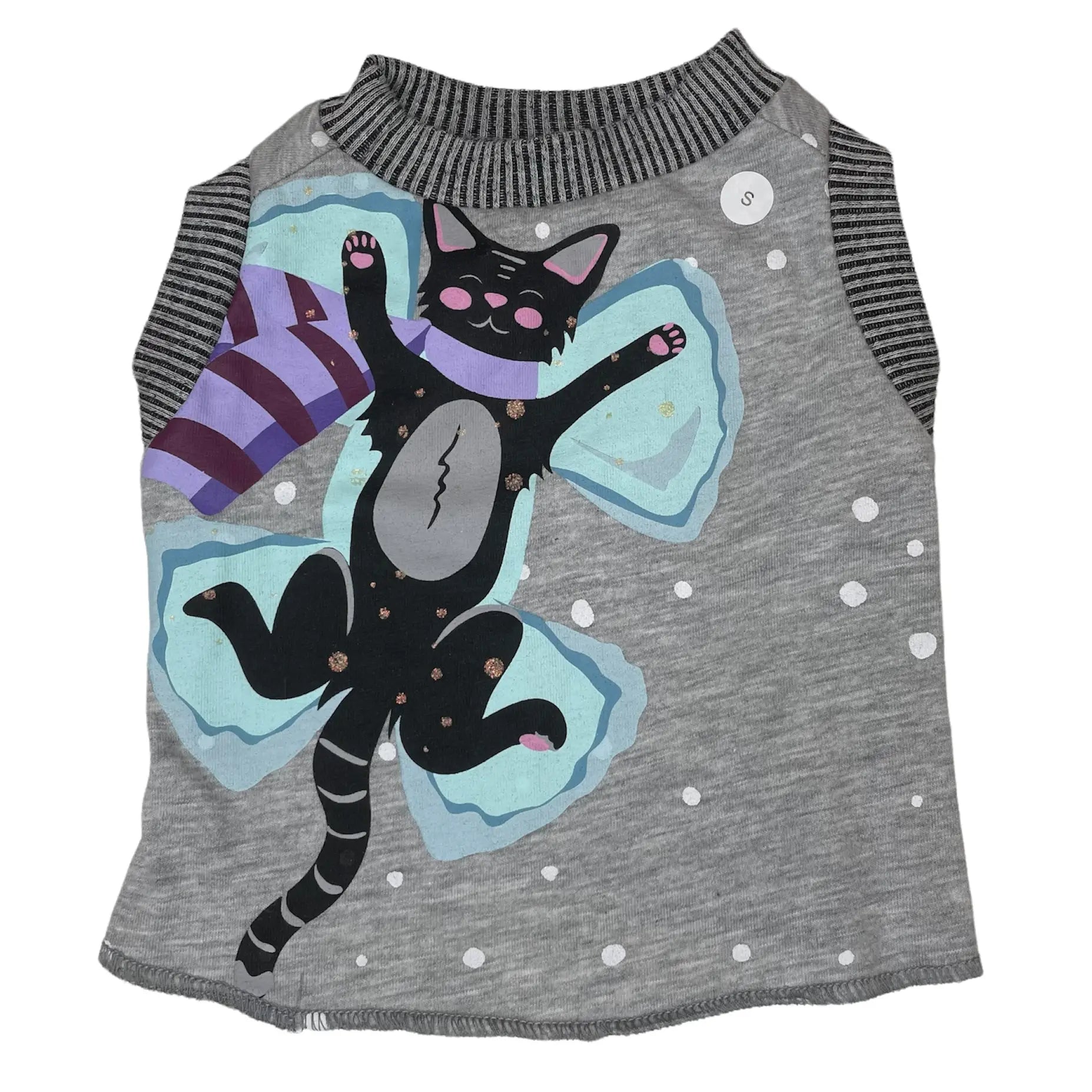 Heads or Tails Pup Snow Kitty Small Upcycled Dog Shirt