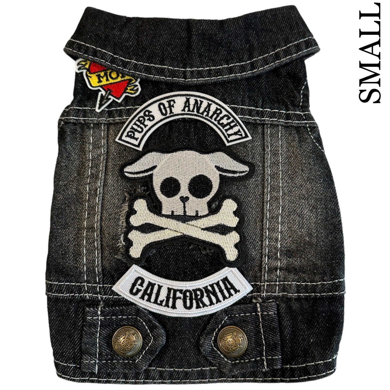 Heads or Tails Pup: Pups of Anarchy Denim Dog Vest