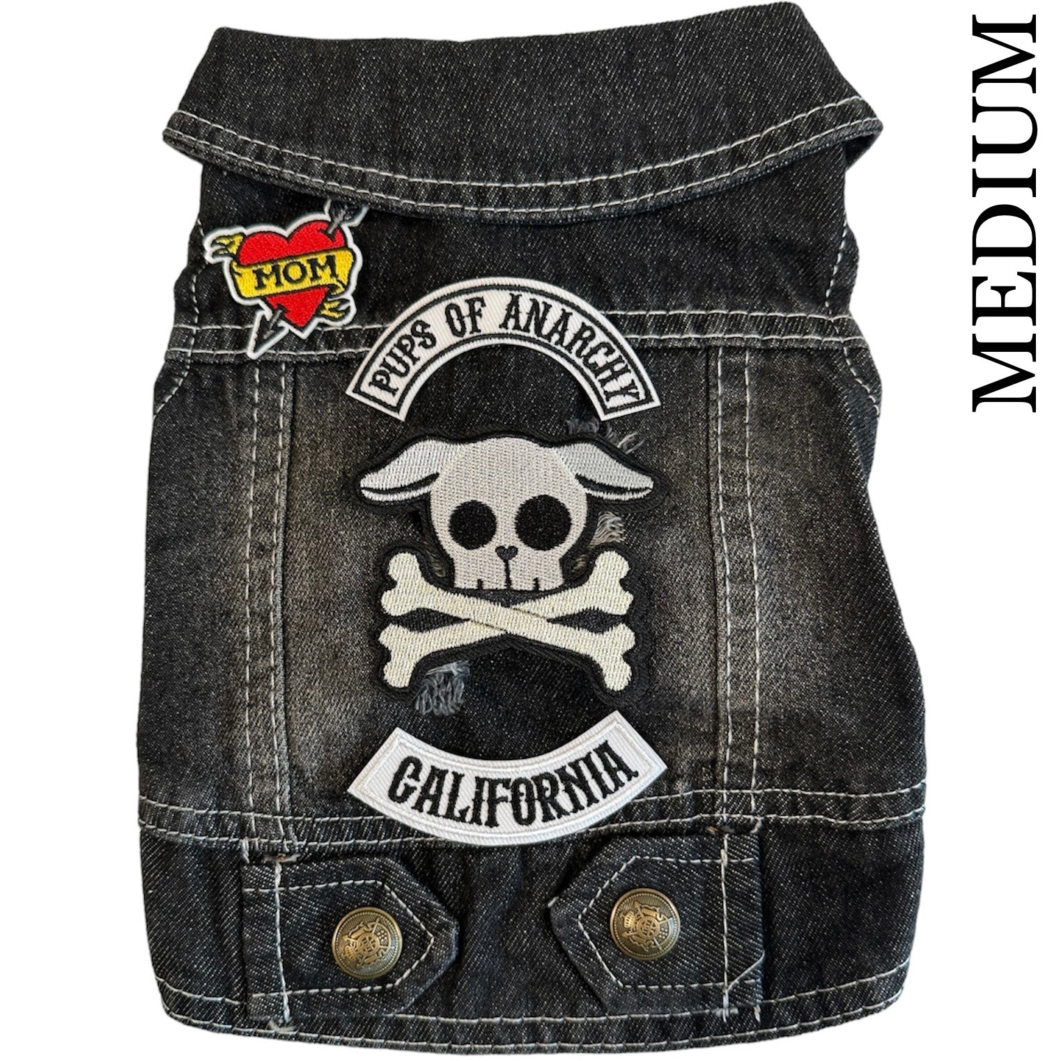 Heads or Tails Pup: Pups of Anarchy Denim Dog Vest