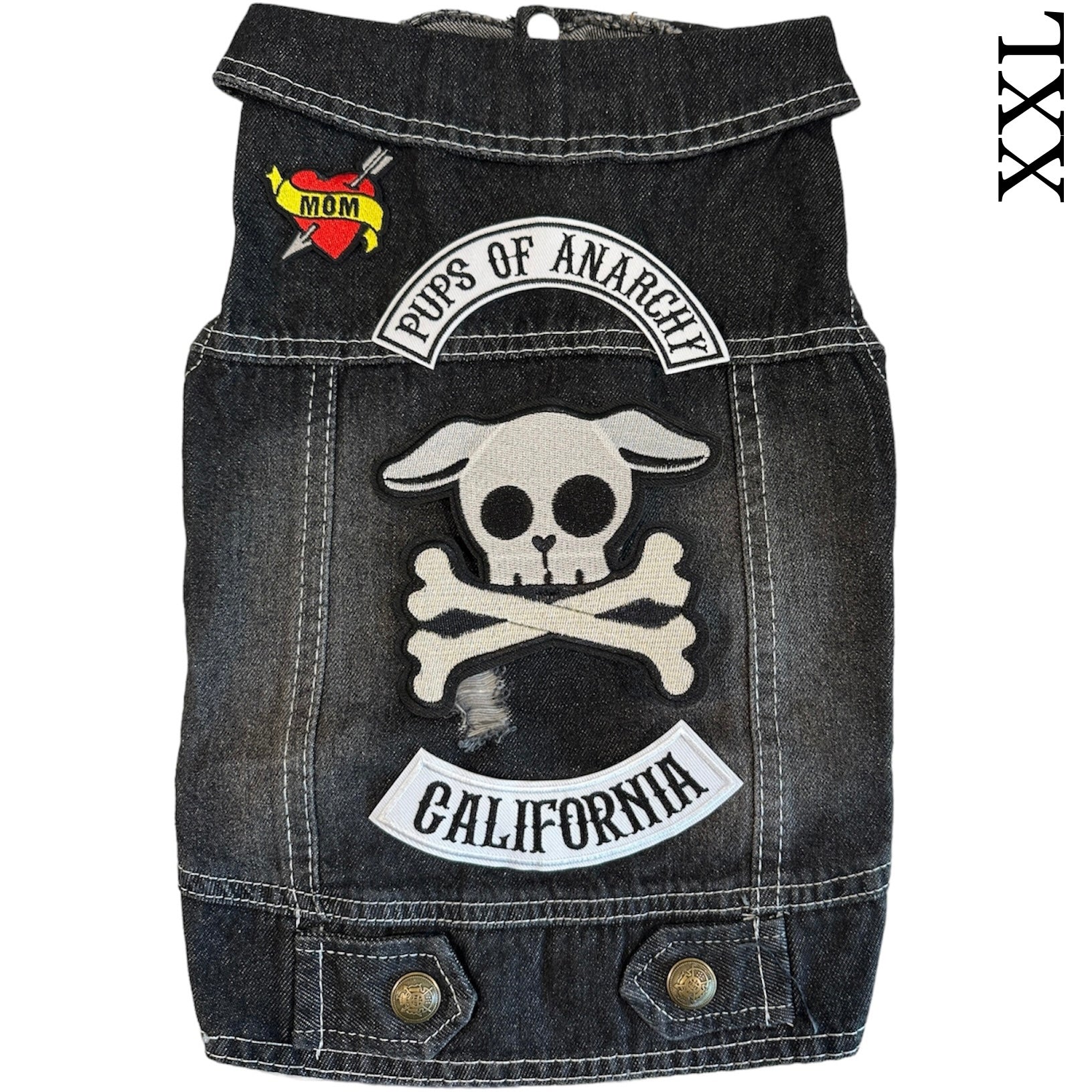 Heads or Tails Pup: Pups of Anarchy Denim Dog Vest
