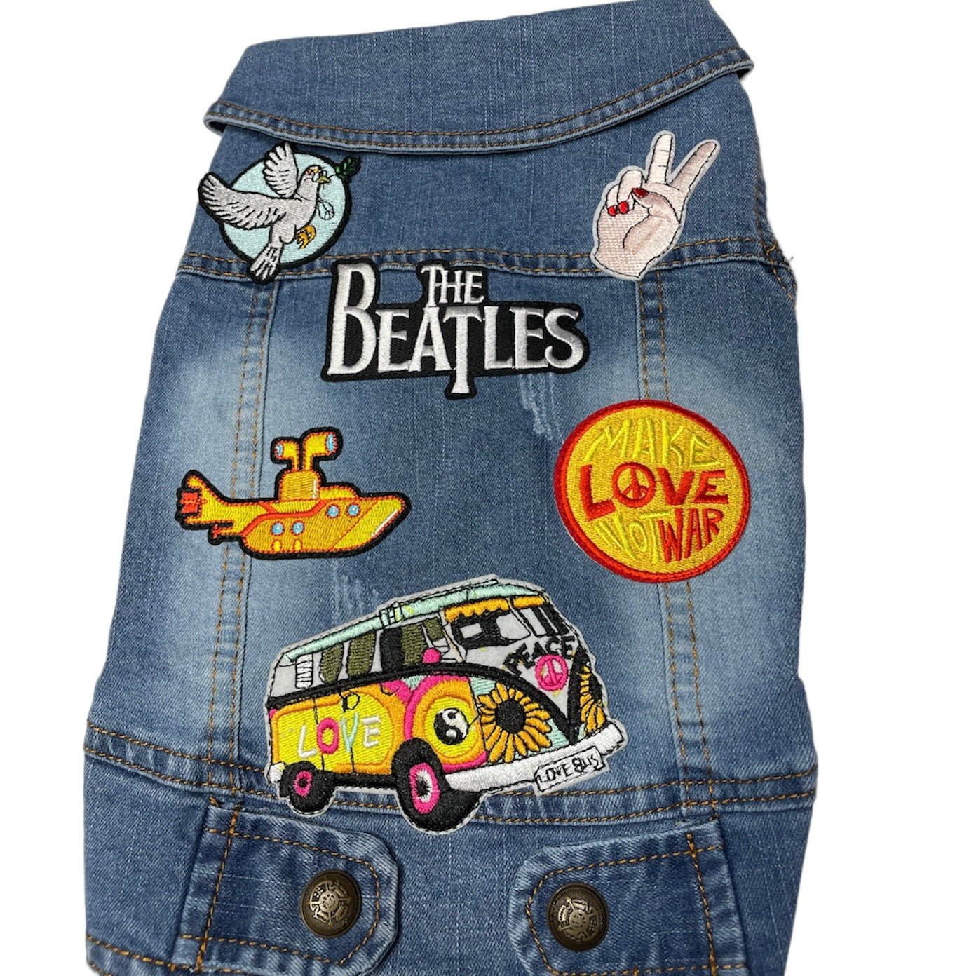 Heads or Tails Pup Fab Four Denim Dog Vest