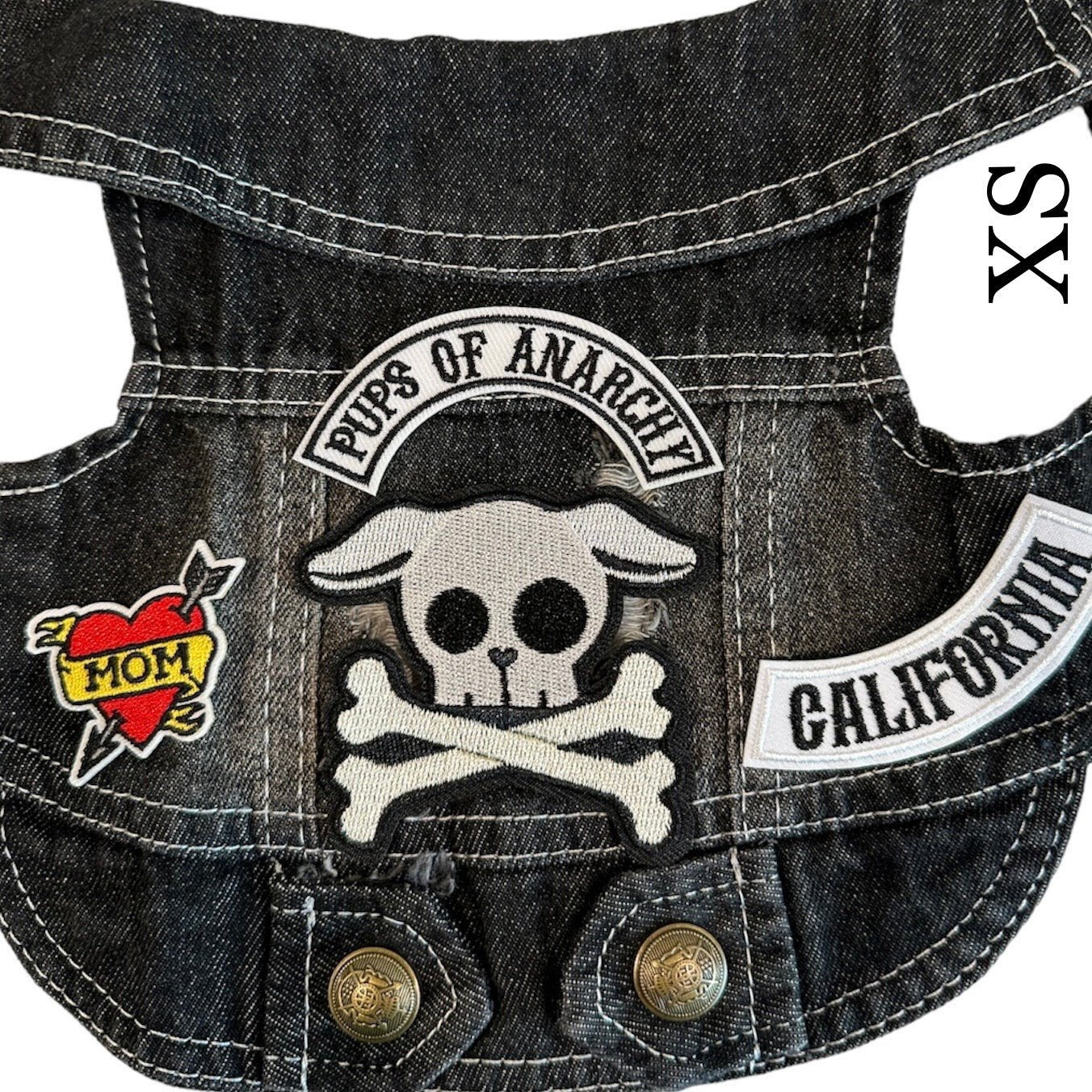 Heads or Tails Pup: Pups of Anarchy Denim Dog Vest
