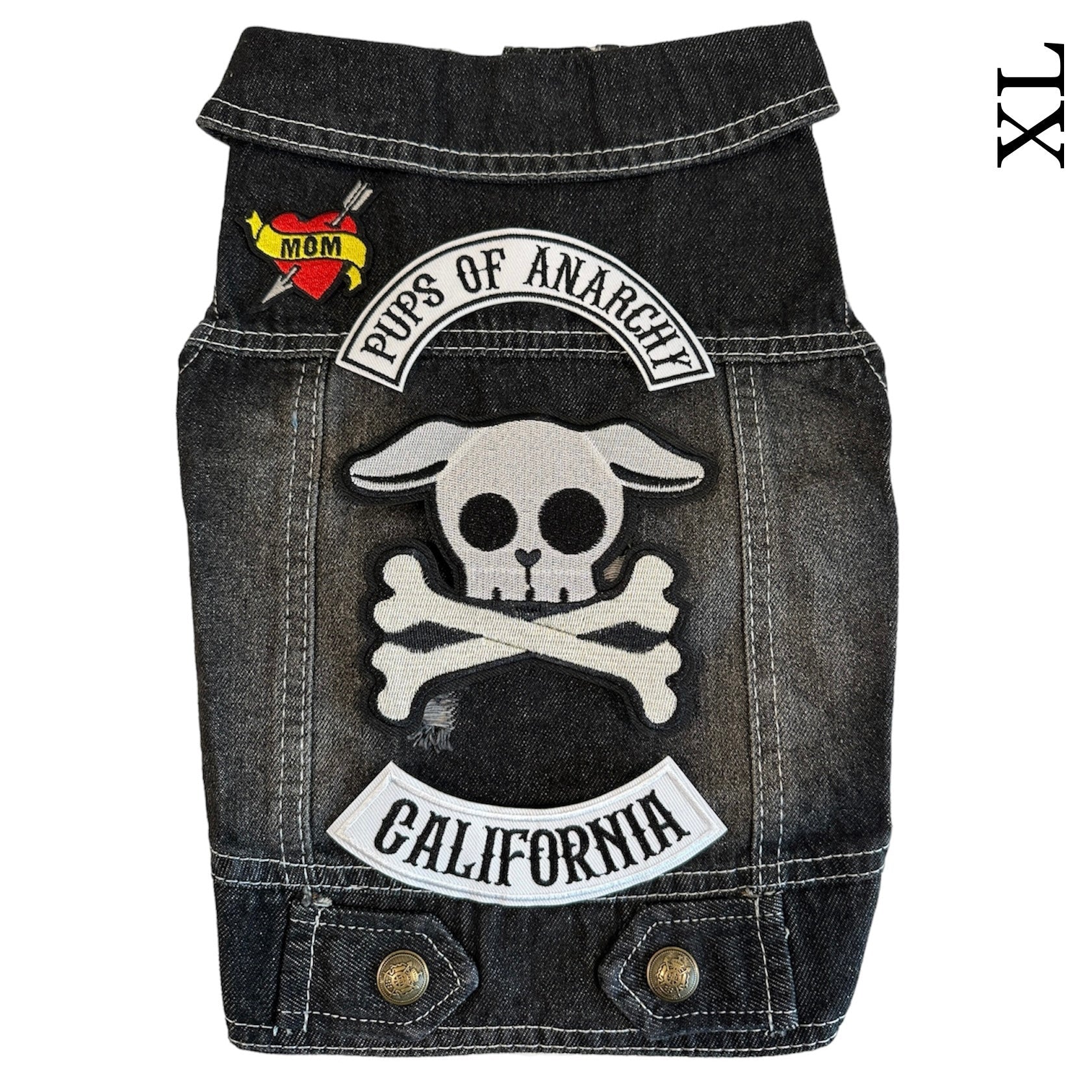 Heads or Tails Pup: Pups of Anarchy Denim Dog Vest