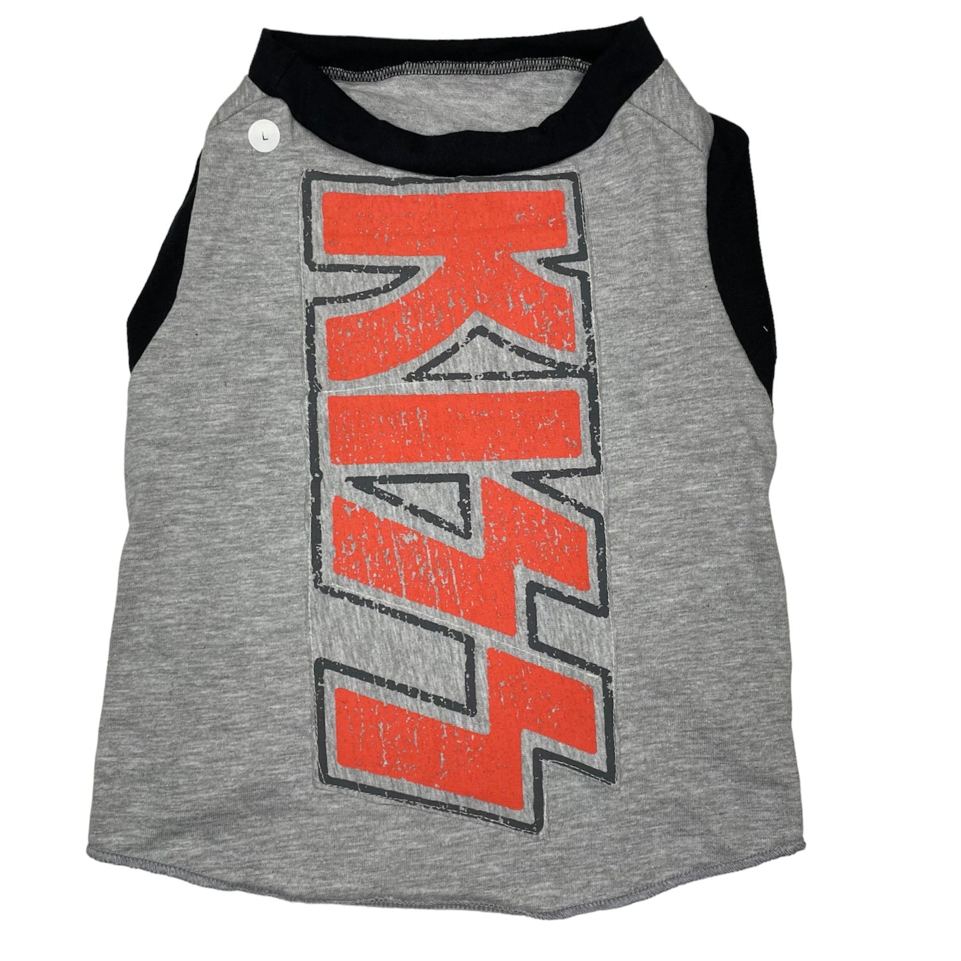 Heads or Tails Pup KISS Vertical Large Upcycled Dog Shirt