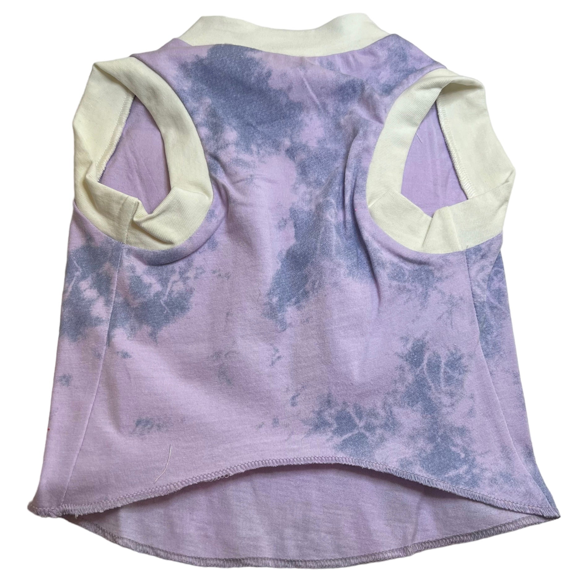 Heads or Tails Pup KISS Purple / White Medium Upcycled Dog Shirt