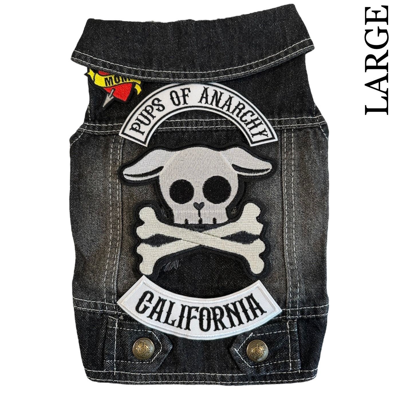 Heads or Tails Pup: Pups of Anarchy Denim Dog Vest