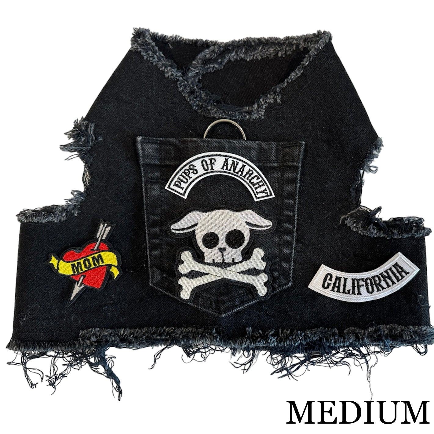 Heads or Tails Pup: Pups of Anarchy Denim Dog Harness