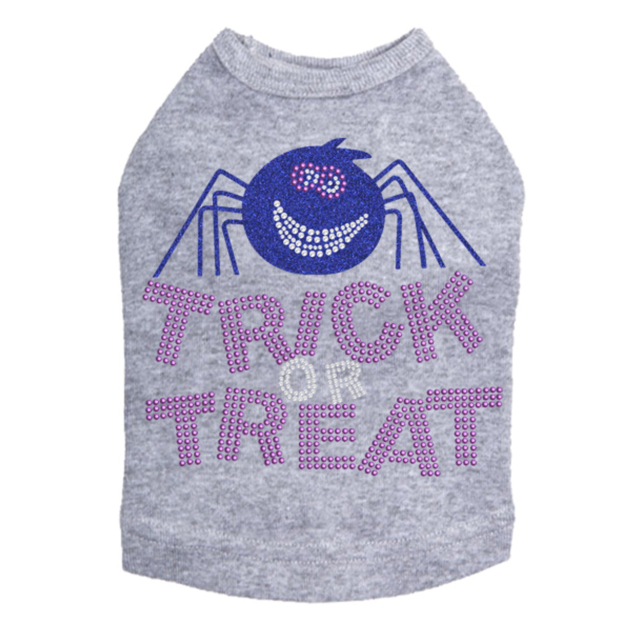 Trick or Treat with Blue Glitter Spider - Dog Tank