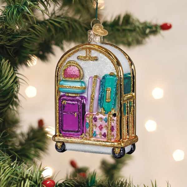 Old World Christmas: Hotel Luggage Cart Christmas Ornament