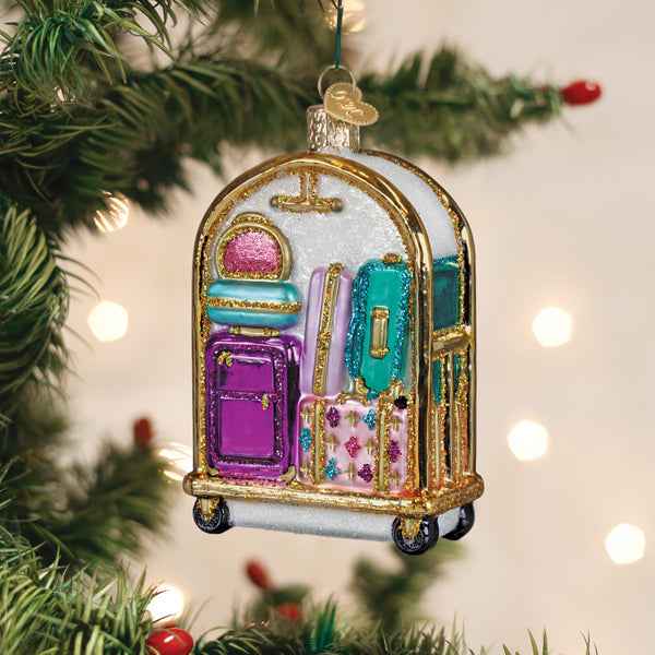 Old World Christmas: Hotel Luggage Cart Christmas Ornament