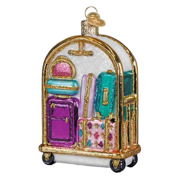 Old World Christmas: Hotel Luggage Cart Christmas Ornament