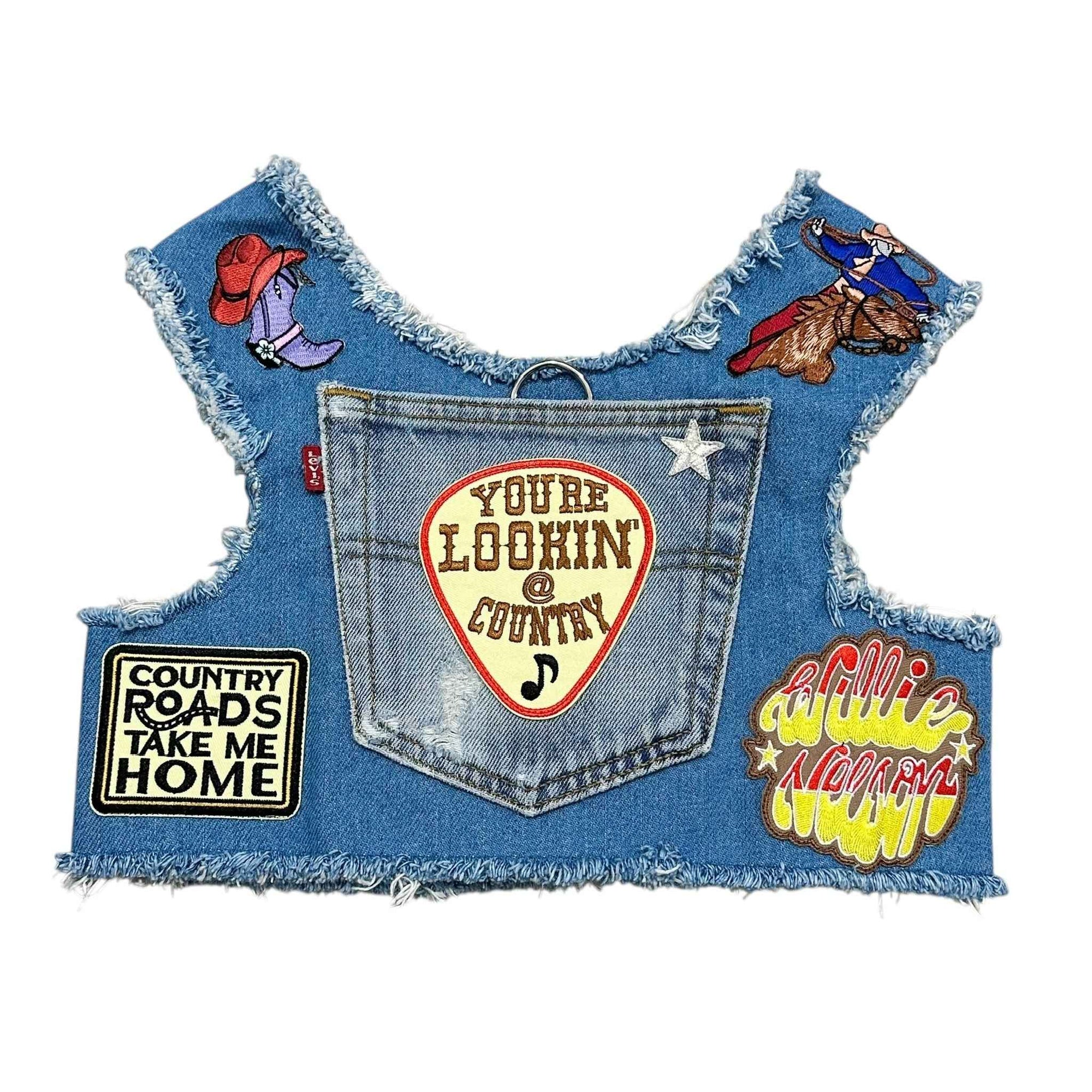 Heads or Tails Pup Country Denim Dog Harness