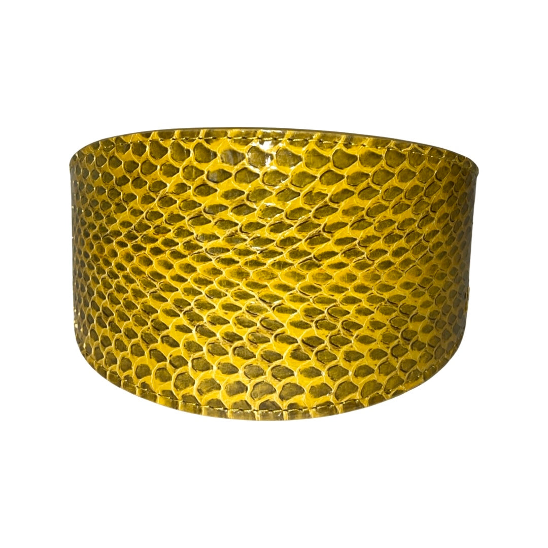 Allysa Payne Mustard Yellow & Black Snake 3-Inch Wide Style Dog Collar