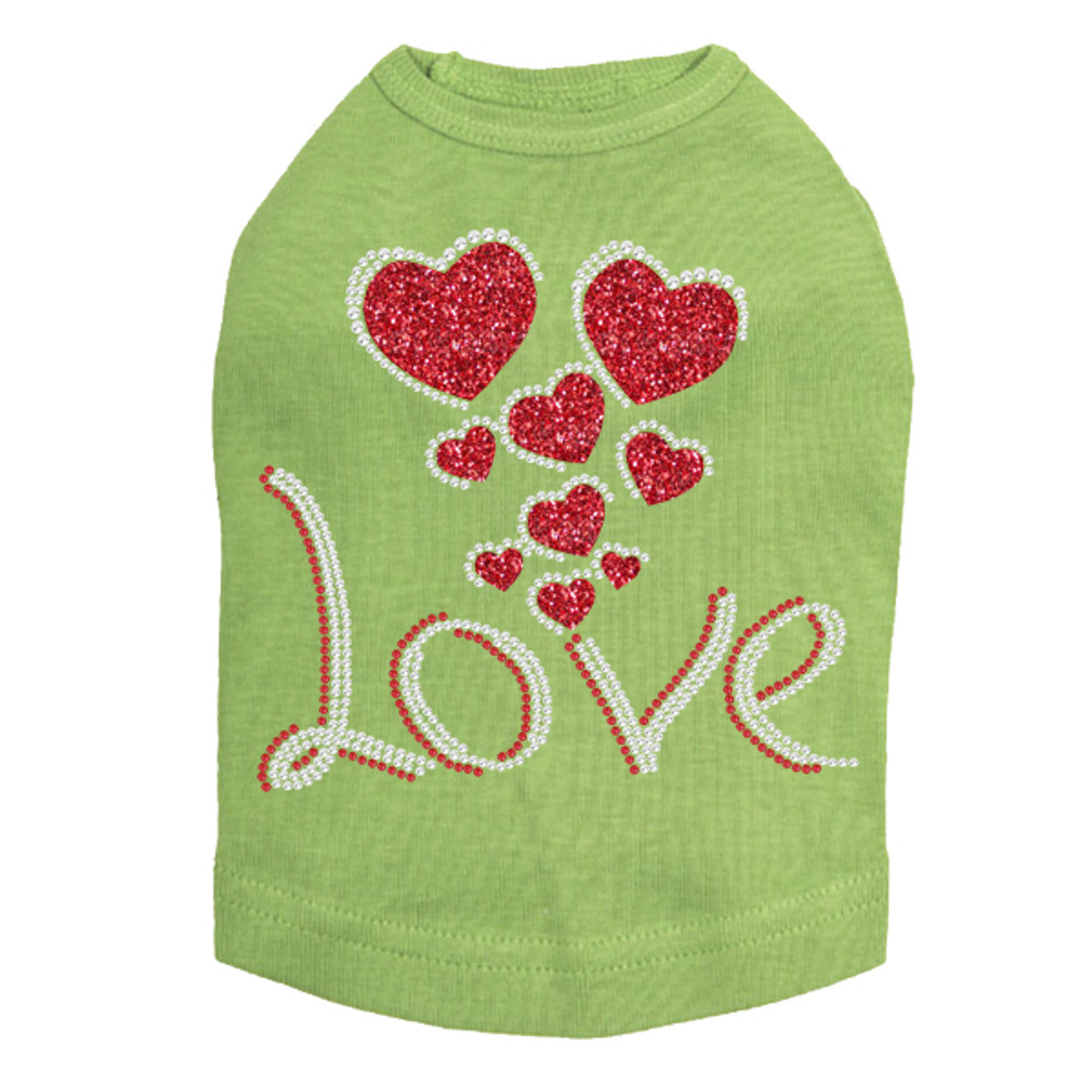 Love with Red Glitter Hearts - Dog Tank