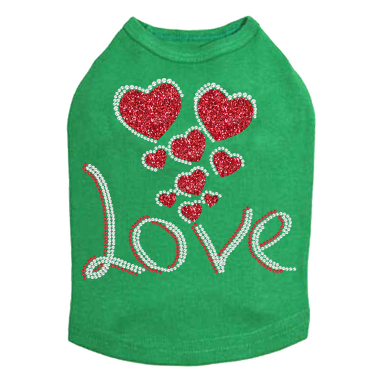 Love with Red Glitter Hearts - Dog Tank
