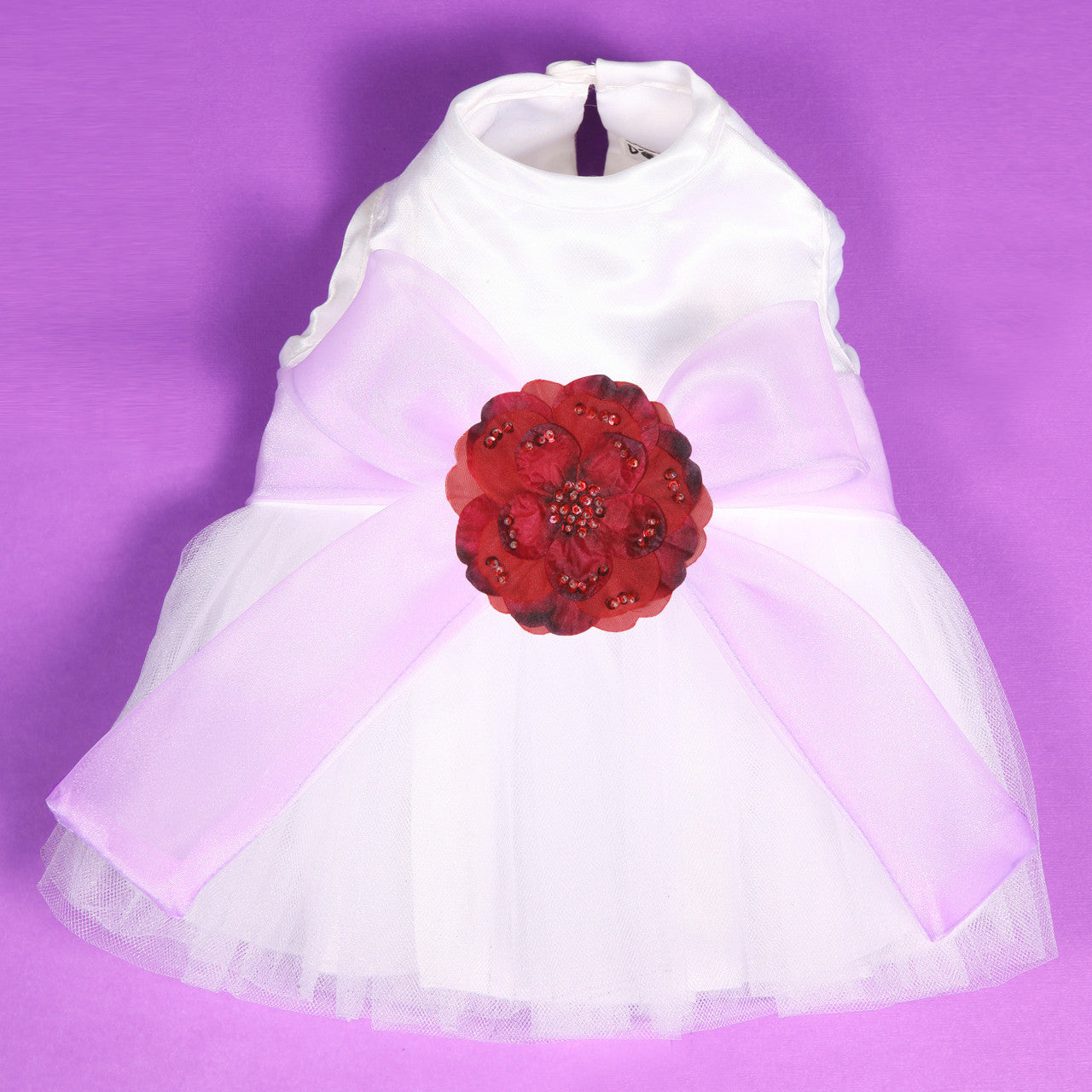 The Madeleine Harness Dog Dress with Lilac Sash